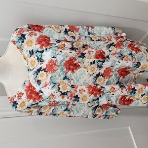 MARIO SERRANI Italy vneck 3/4 sleeve floral tunic nwt